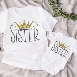 Conjunto verano – Camisetas corona para hermana mayor y bebé