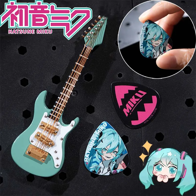 3 uds Hatsune Miku púas de guitarra Multicolor púas de guitarra acrílica para guitarras eléctricas acústicas accesorios de guitarra bajo o ukelele