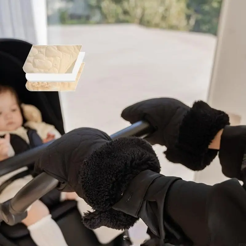 D7YD Guantes mano cálidos y resistentes viento, protectores manos lindos y aislados para cochecitos bebé - imagen 4