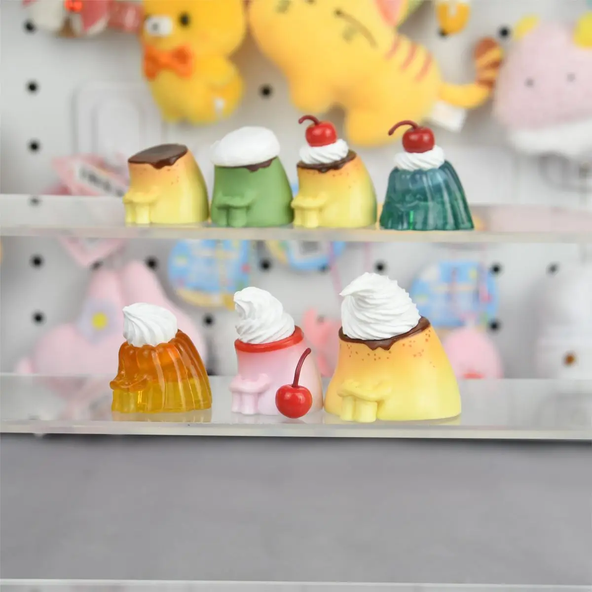 Juguetes gashapon originales Machiboke, pudín duro en una cafetería, pudín de leche dulce kawaii, figuras para sentarse y esperar de gelatina de naranja - imagen 3