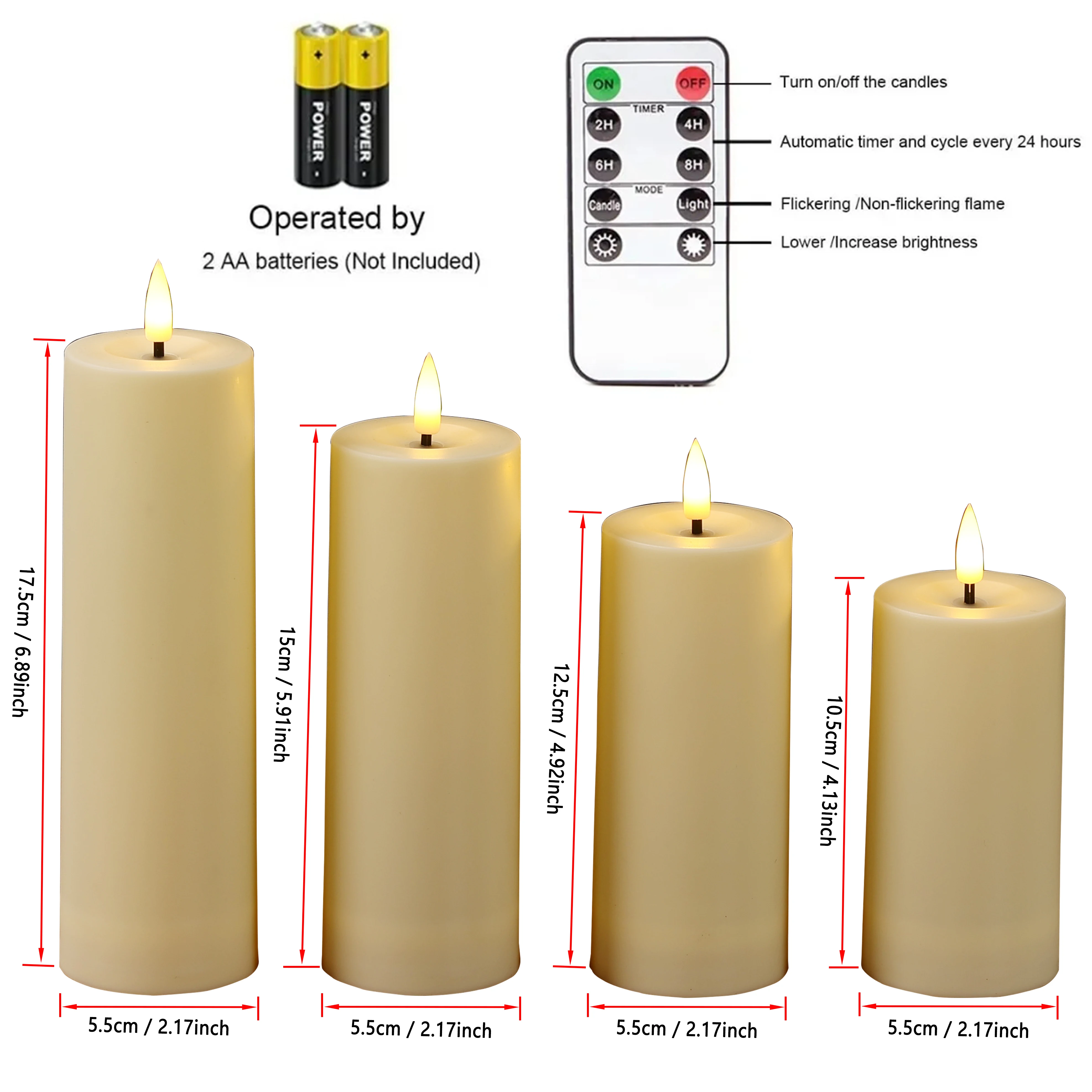 Velas LED parpadeantes impermeables sin llama, luces de té con temporizador remoto, decoración de cumpleaños y boda, velas falsas, 12 Uds. - imagen 3