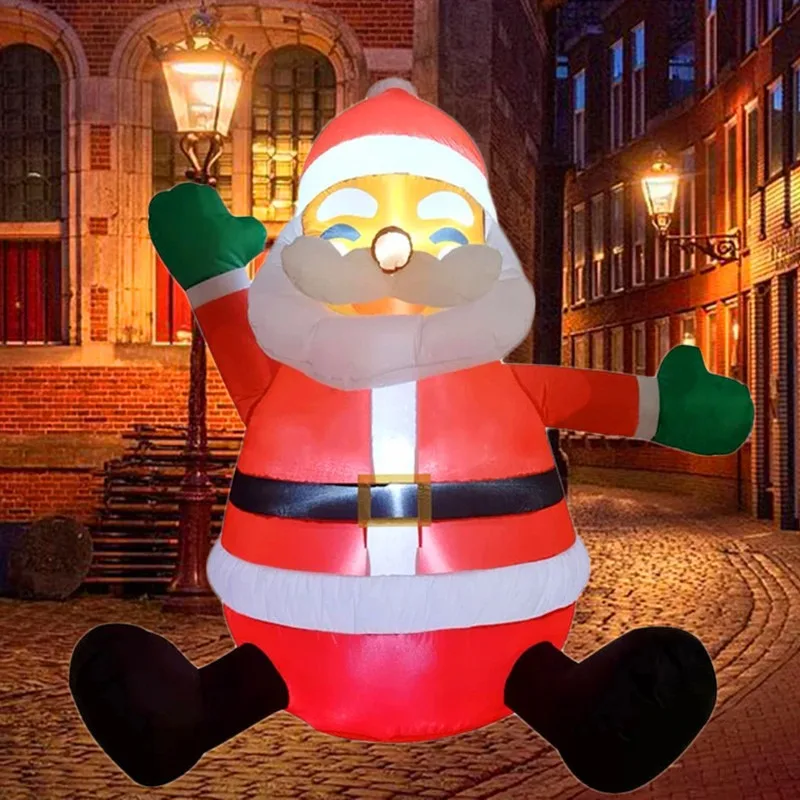 Juguetes inflables para decoración navideña, luz LED de Papá Noel sentado, Festival de Navidad, modelo inflable, decoración de jardín al aire libre, 1,2 M/4 pies - imagen 3
