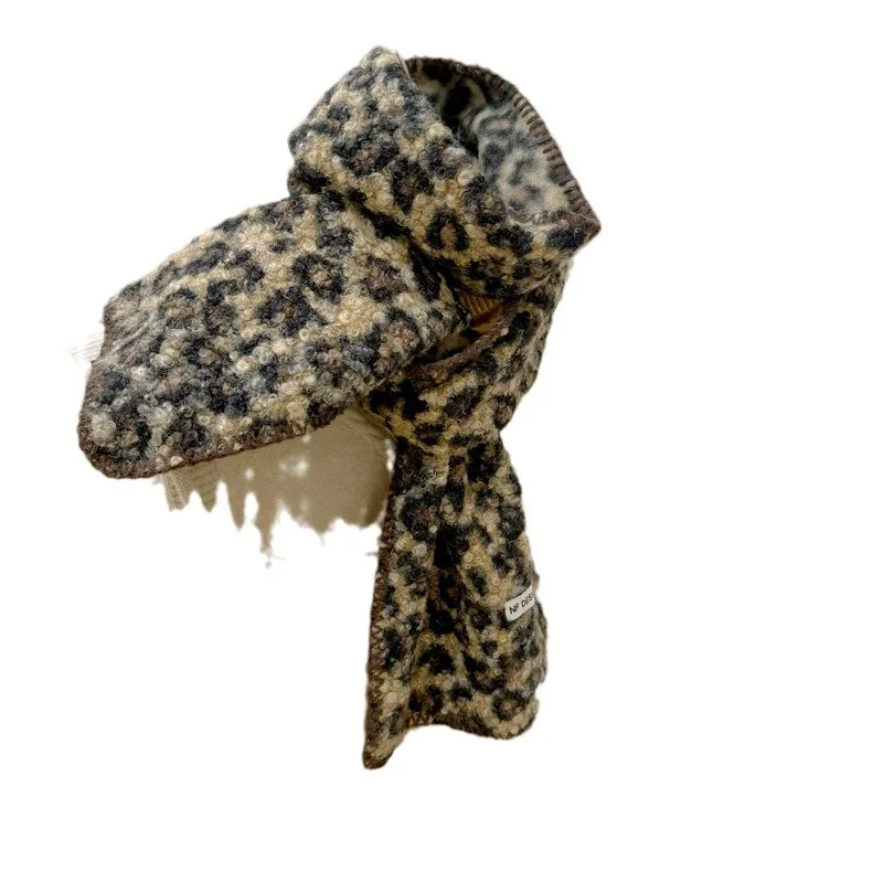 ¡Nueva bufanda rizada de lana con estampado de leopardo para mujer: textura suave y esponjosa, moderna y versátil, cálida y elegante para el invierno! - imagen 5