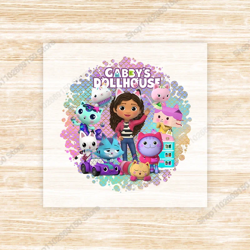 Gabby Dollhouses Anime Kawaii pegatina de transferencia de calor niños dibujos animados lindos apliques de ropa DIY calcomanía moda hierro en parches regalos - imagen 2