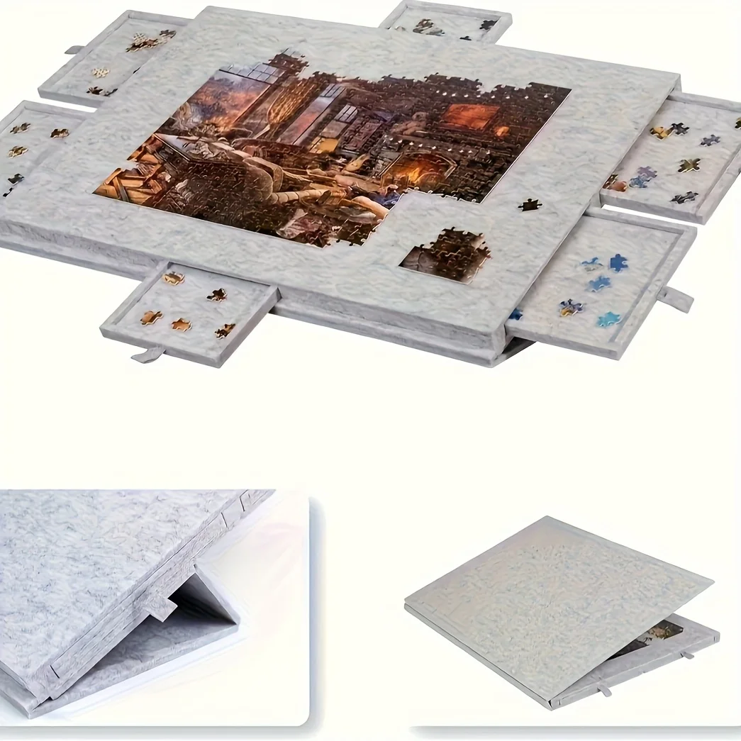 Mesa de rompecabezas portátil con soporte y tapa para organización - imagen 5