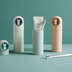 Lindo cepillo de dientes para niños Estuche De Viaje cepillo de dientes portátil soporte para pasta de dientes taza para viajes senderismo Camping escuela baño conejito