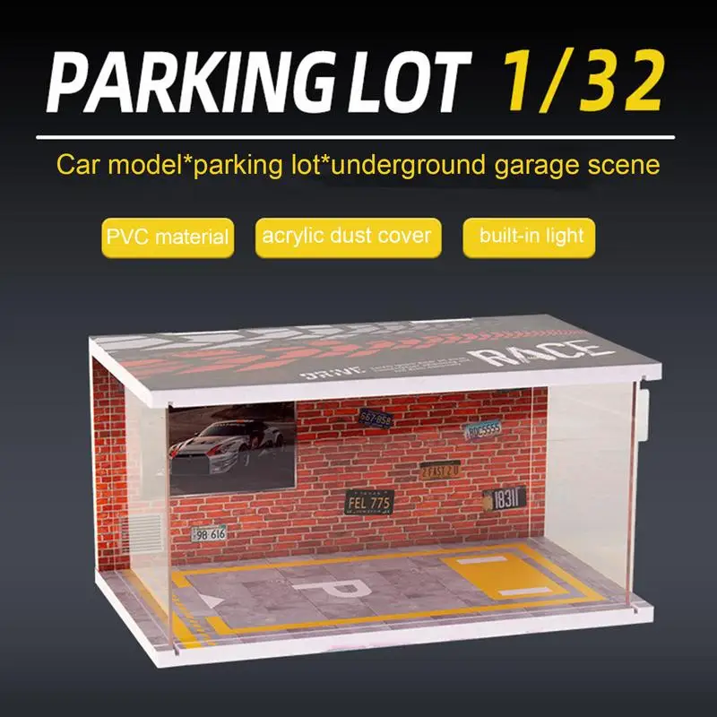 Modelo de garaje de juguete, escena de estacionamiento, modelo 1:32, modelo de escena de estacionamiento con luz LED, modelo de garaje de estacionamiento, juguete para niños de escritorio - imagen 4