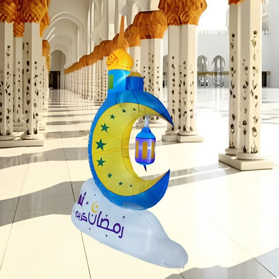 Modelo de decoración inflable para exteriores de 8 pies, torre brillante, linterna de Luna, adorno de patio de Ramadán, decoración del hogar de Ramadán, adoración de la Iglesia - imagen 3