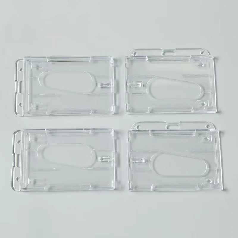 2 uds soporte de insignia de plástico duro doble tarjeta transparente Vertical plástico duro Multi tarjeta ID titular de la insignia crédito Multi - imagen 2