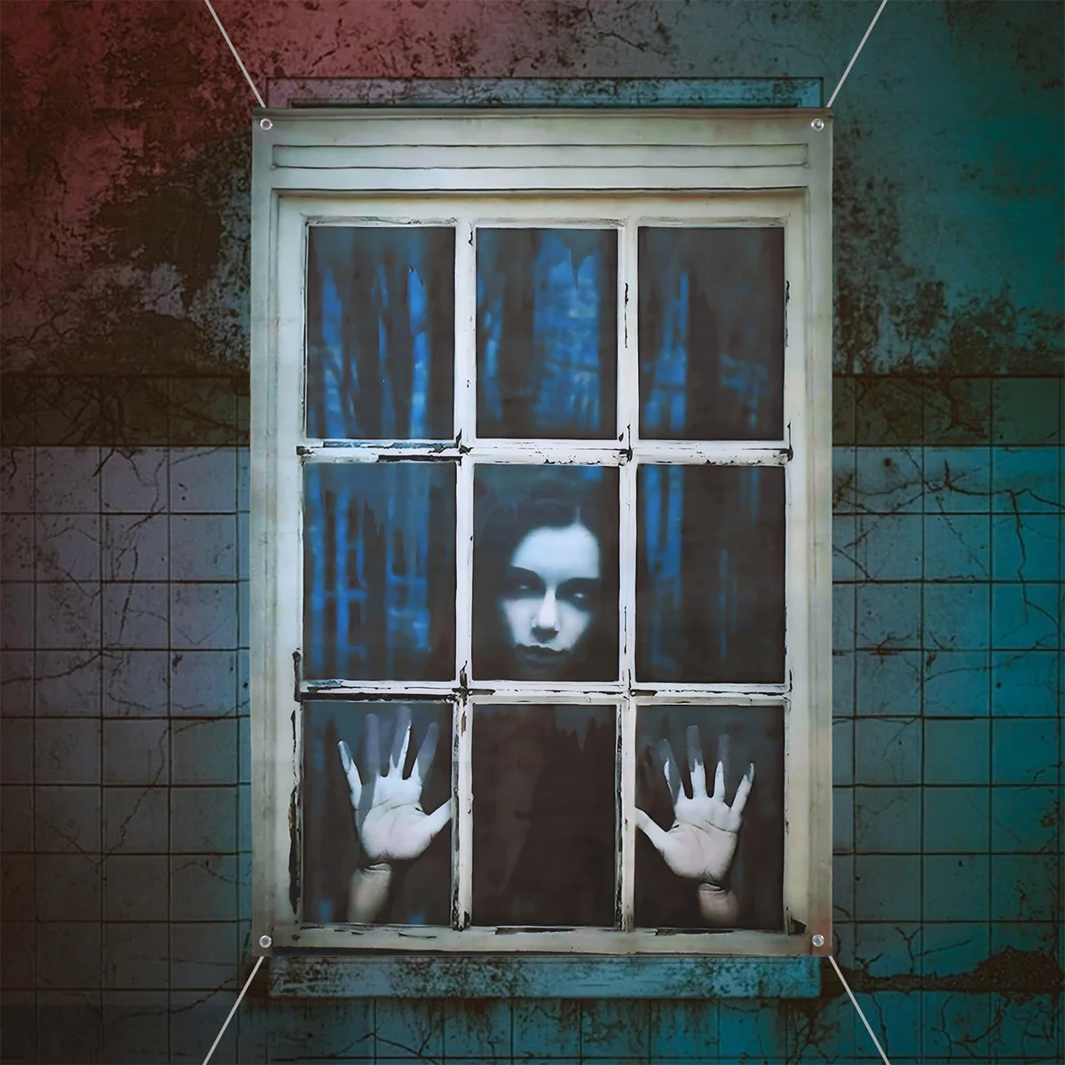 Halloween Horror mujer fantasma cortina tela feliz fiesta de Halloween decoración 2025 para el hogar niños adultos favorece regalos ventana cubierta de puerta - imagen 2
