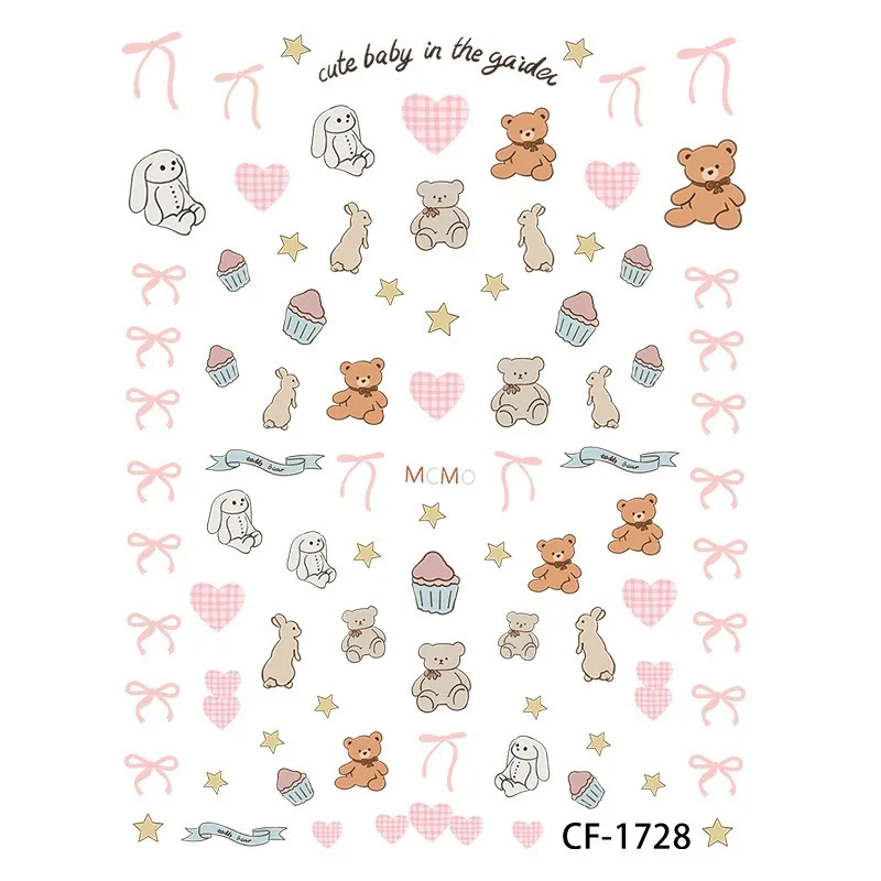 Pegatinas kawaii de conejito y oso – Adhesivos 5D con relieve - imagen 3