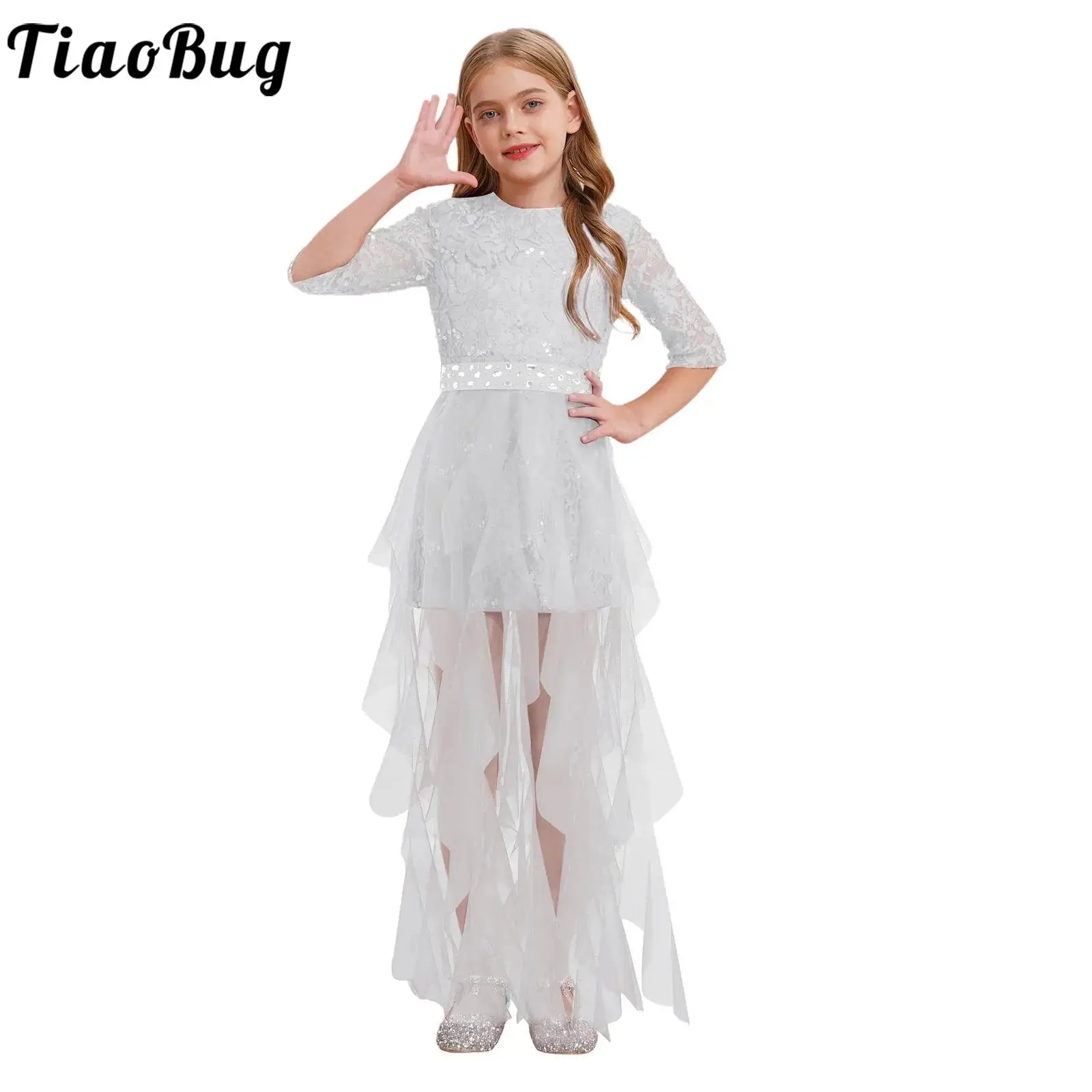 Vestido tul niña con encaje y lentejuelas para fiesta - imagen 3