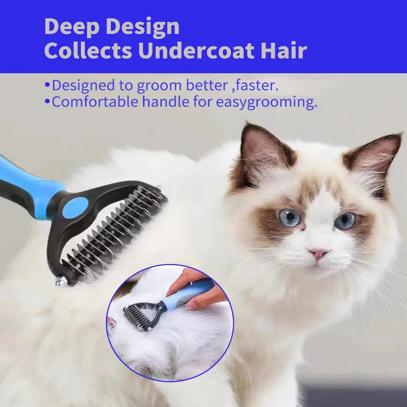 Cepillo de masaje para el cuidado de gatos, peine para mascotas, cepillo profesional para quitar el pelo de mascotas con nudo abierto, peine duradero para gatitos, accesorios para mascotas - imagen 4