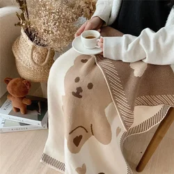 Manta bebé de punto con oso – Abrigo cálido invierno recién nacido