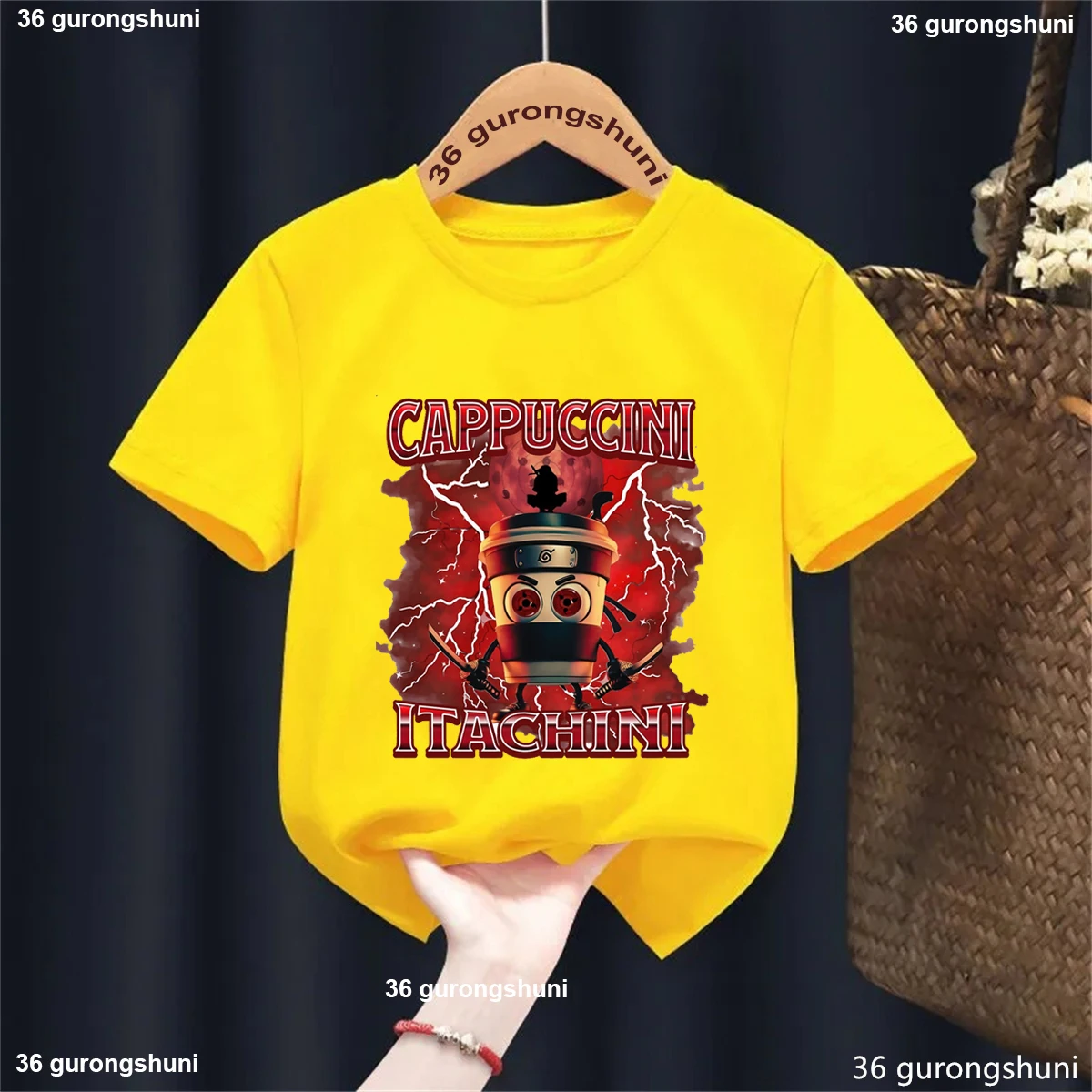 Camiseta con estampado de capuchino Itachini Coffee Ninja para niños, ropa italiana de verano para niños, camiseta para niños pequeños, camiseta de manga corta - imagen 3