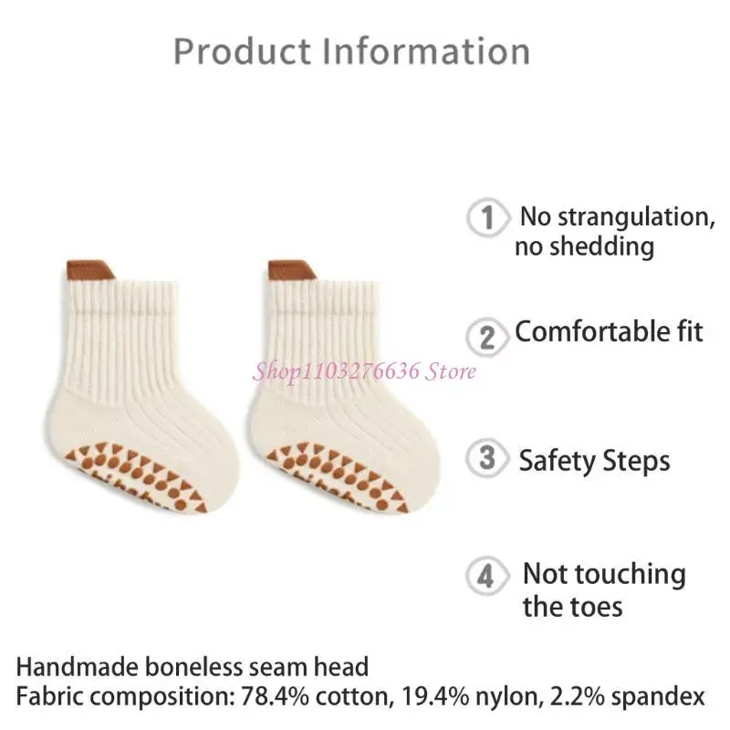 R6FD 3 pares calcetines suelo para bebé, zapatos planos para antes caminar, calcetines para niños 0 a 5 años, para - imagen 3