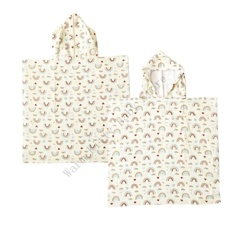 Toalla baño con capucha con estampado dibujos animados XXFE para bebés niños Absorbente suave baño baño seco - imagen 3