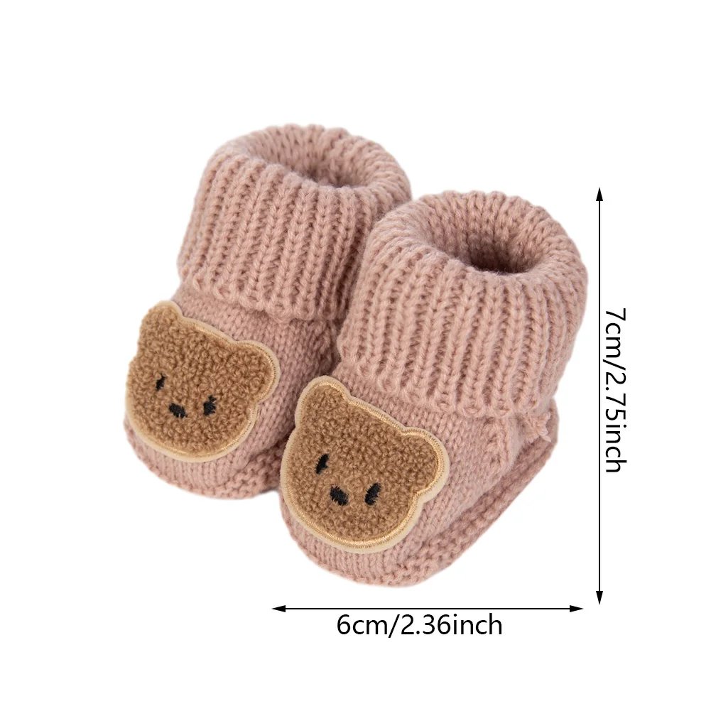 Calcetines bonitos de oso para bebé de 0 a 12M, calzado tejido para otoño e invierno, regalos de cumpleaños, accesorios para fotos, calcetín tobillero de Boutique, medias para niños pequeños - imagen 3