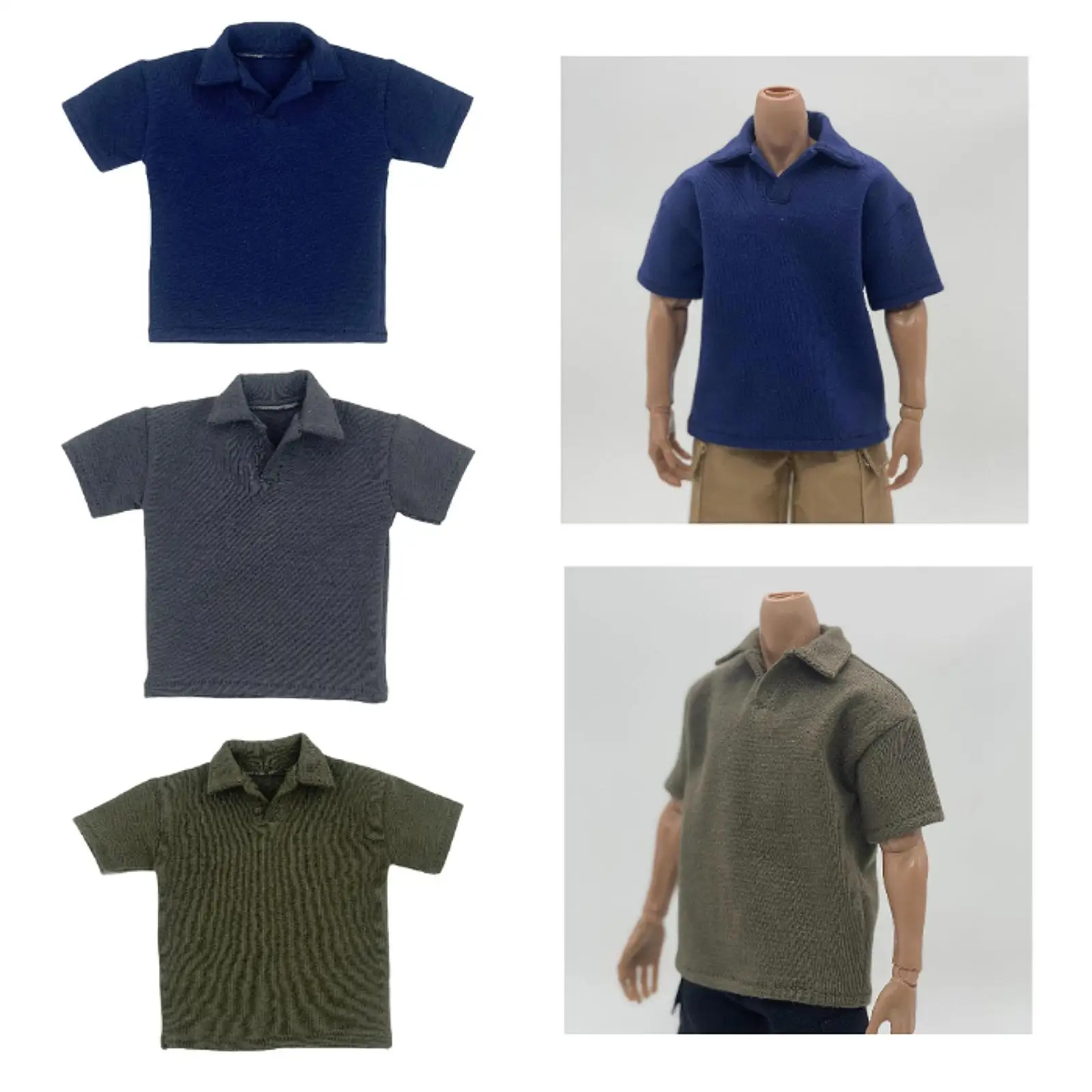 1/6 Scale Male Lapel T Shirt Miniature Clothing for 12 inch Figures Body