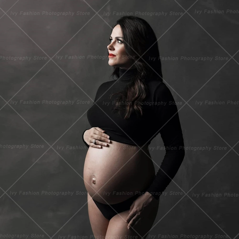Conjunto premamá negro – Top cuello alto y vestido elástico - imagen 5