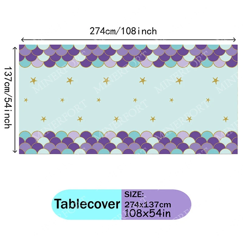 Mantel desechable con tema de La Sirenita, mantel desechable con dibujos animados bajo el mar para niños, decoraciones para fiesta de cumpleaños y Baby Shower - imagen 2