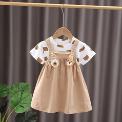 Conjunto verano niños: camiseta dibujos animados + shorts tirantes