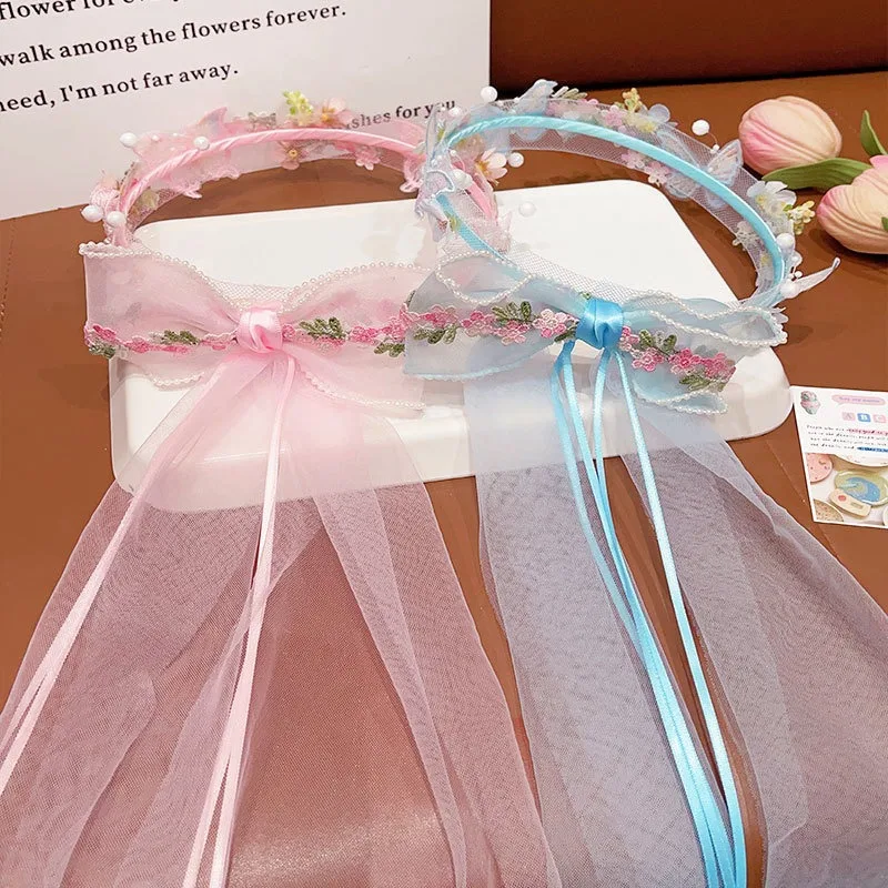 Vestido de princesa para niños, corona de mariposa, broche para el pelo, diademas para niñas, lazo de encaje, accesorios para el cabello de cumpleaños para bebés - imagen 4