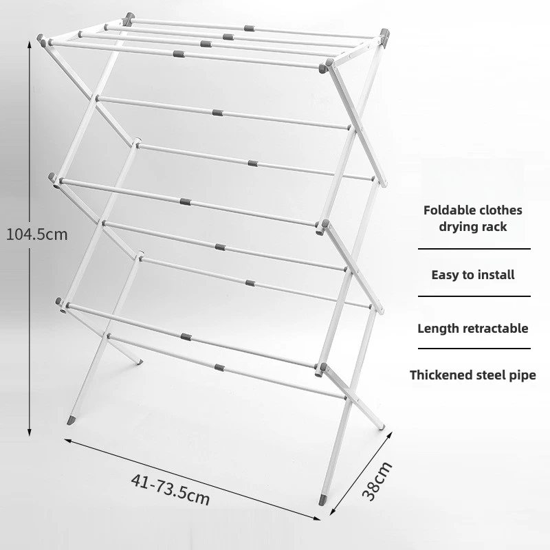 Verandahs, patio, pasillo, viaje, balcón, toallero, tendedero plegable para percha de ropa plegable, tendedero de hierro de 5 niveles - imagen 4