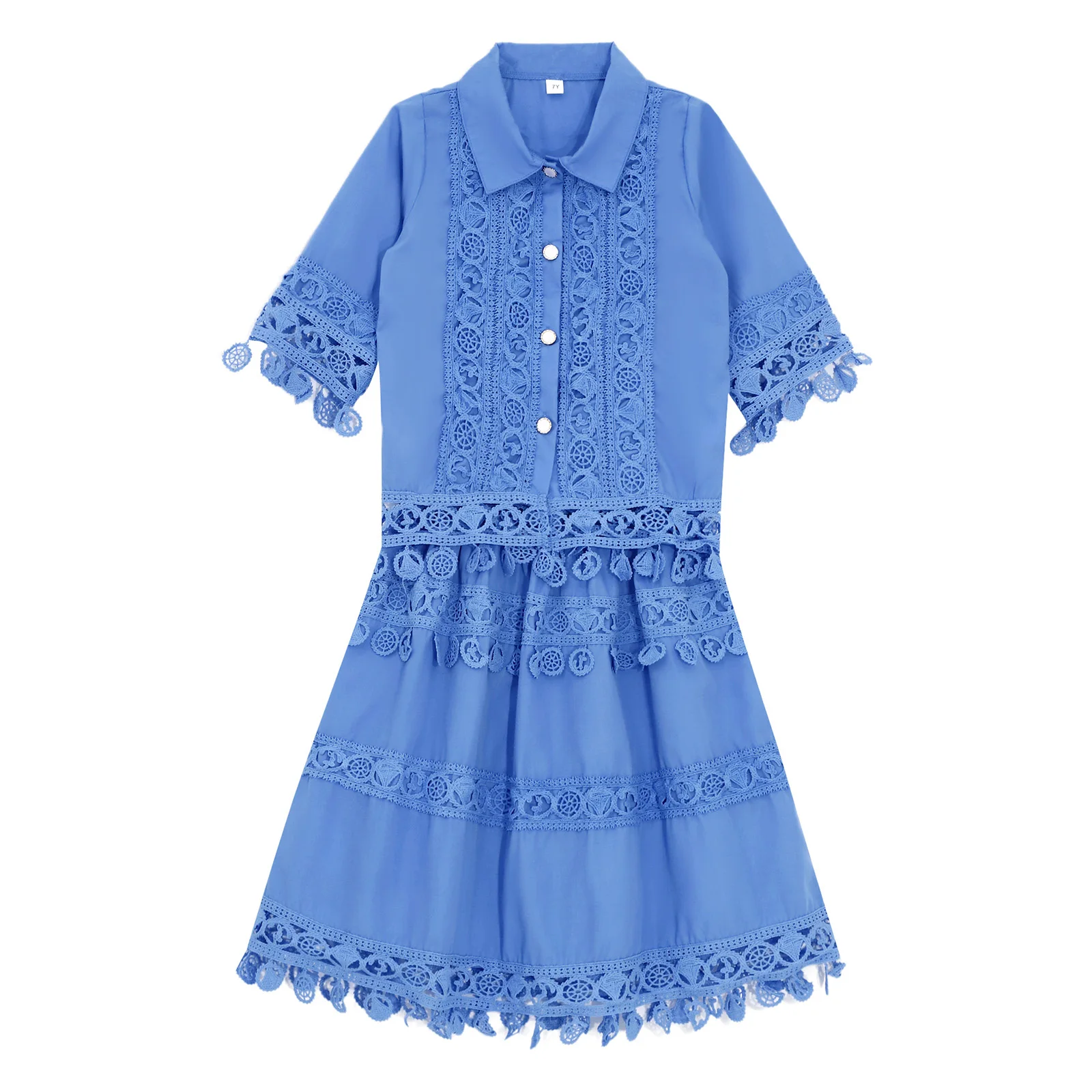 Vestido bohemio de ganchillo con falda de vuelo para niña