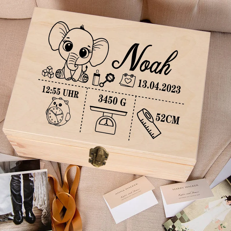 Caja de madera personalizada para recuerdos de bebé
