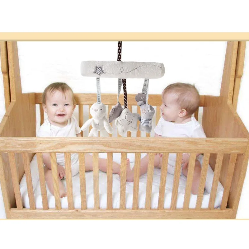 Cama colgante de conejo para bebé, campana de mano, asiento de seguridad, juguete de felpa multifuncional, cochecito de juguete, regalos móviles, nuevo, 2024 - imagen 3