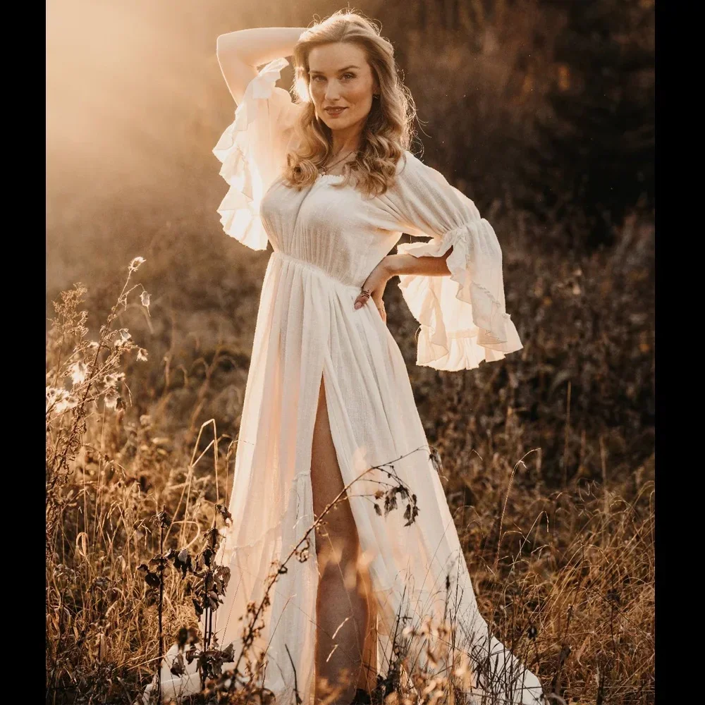 Vestido de maternidad bohemio algodón-lino – Sesión fotos embarazo
