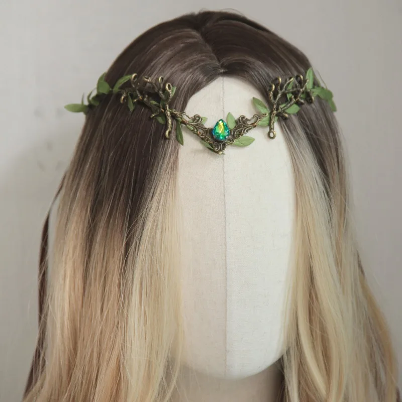 Corona de elfo con hojas y flores – Diadema para niñas - imagen 5