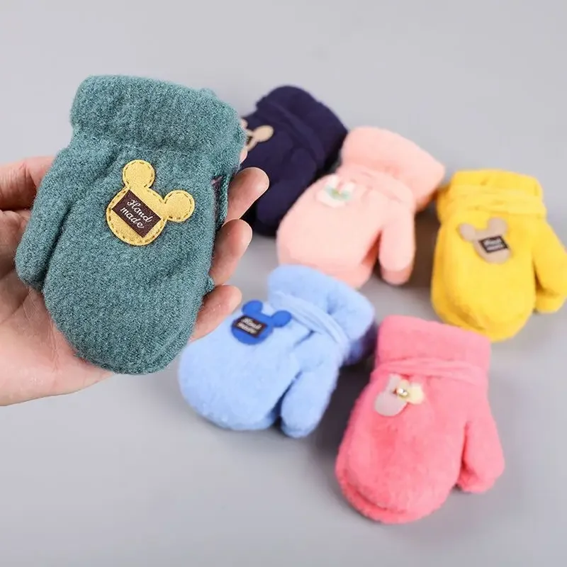 Nuevos manoplas para bebés de 3 a 6 años, guantes de invierno para niños recién nacidos, guantes gruesos de felpa de Mohair para niños y niñas, accesorios para niños