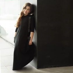 I-love-ali Vestido de satén negro sin mangas para niñas Verano