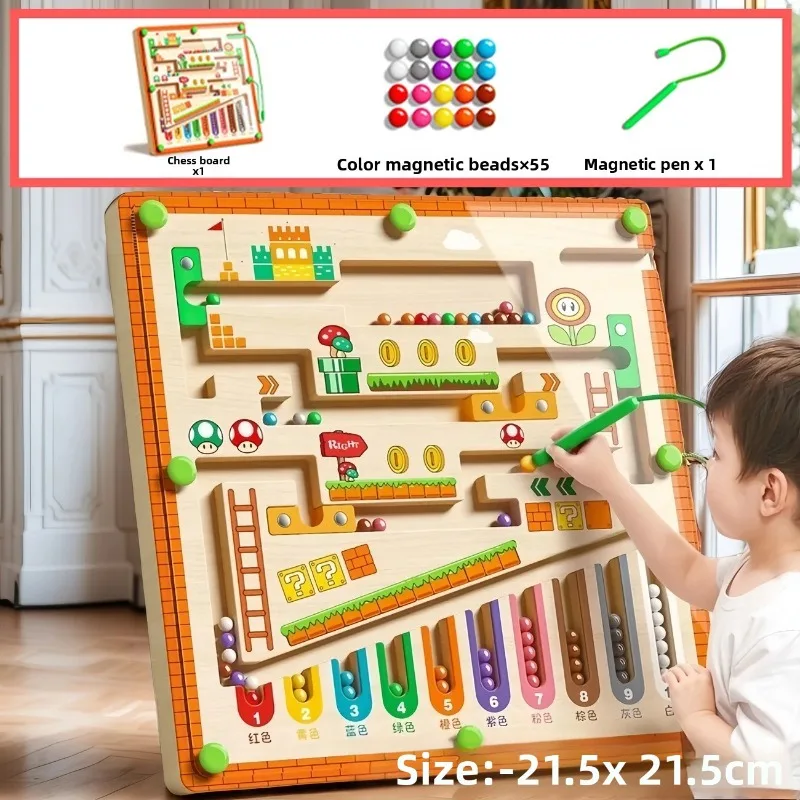 Laberinto magnético de colores y números, juguetes educativos de aprendizaje, juguetes Montessori a juego de colores, juguetes para entrenamiento de concentración, regalo para niños - imagen 2