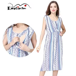 Vestido de lactancia verano cuello redondo para embarazo y posparto