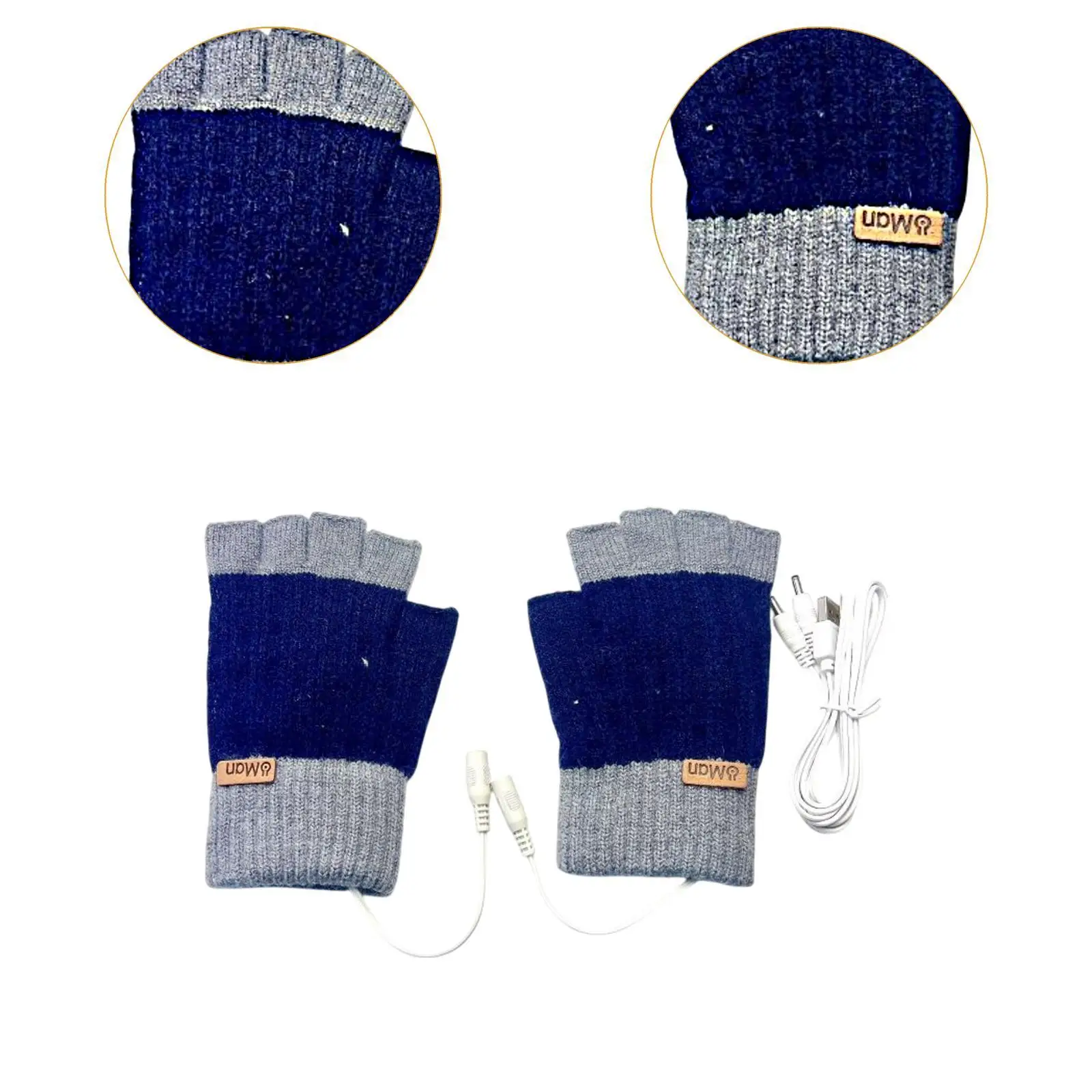 Guantes calefactables USB para hombres y mujeres sin dedos para ciclismo, trabajo, escritura, deportes, portátil - imagen 5