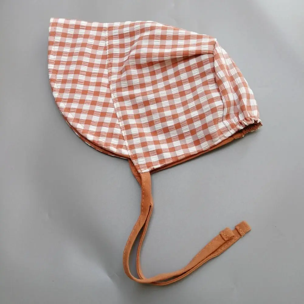 Nuevo sombrero de cubo a cuadros de doble cara para bebé, gorras de pescador Reversibles de Color sólido para niños, gorro de algodón con visera para bebé, gorra de verano - imagen 5