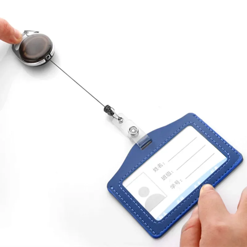 Tarjetero retráctil con nombre, soporte para insignia, banco de trabajo, tarjeta de crédito comercial, funda para tarjeta de autobús para estudiantes, soporte para credenciales - imagen 2