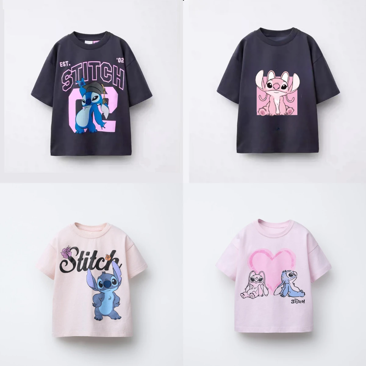 Ropa con patrón de puntada para niños, camisetas nuevas de verano, camisetas de manga corta con cuello redondo, camiseta informal de dibujos animados para niñas de 1 a 7 años