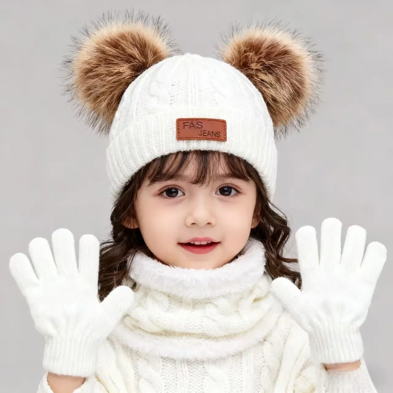 MILANCEL Conjunto de invierno para bebé con gorro, bufanda y guantes - imagen 5