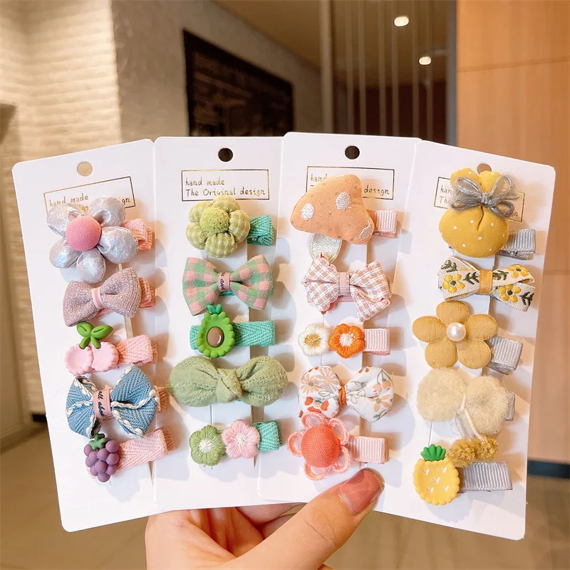 5 unids/set lindo Kawaii bebé lazos Clip de pelo para niños niñas Color sólido horquillas pasadores sombreros hechos a mano accesorios para el cabello regalos - imagen 2