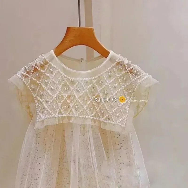 Vestido de princesa con cuello de perlas para niña - imagen 2