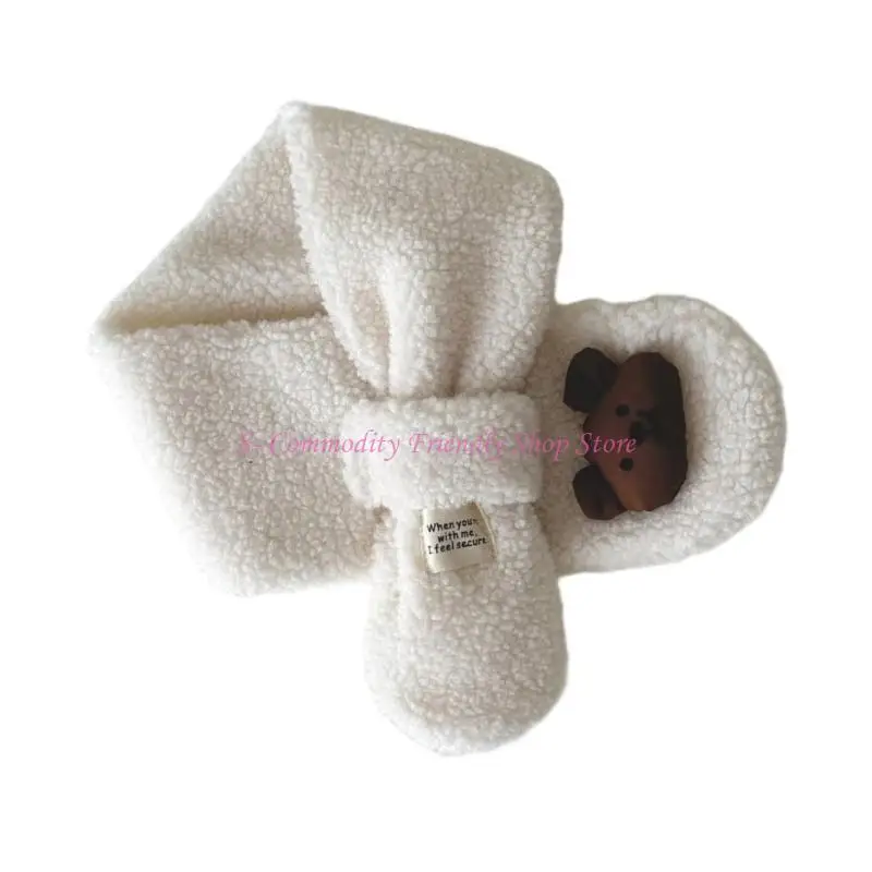 85AE Guantes/bufandas oso dibujos animados, manoplas con dedos completos, guantes nieve gruesos y cálidos, guantes para - imagen 4