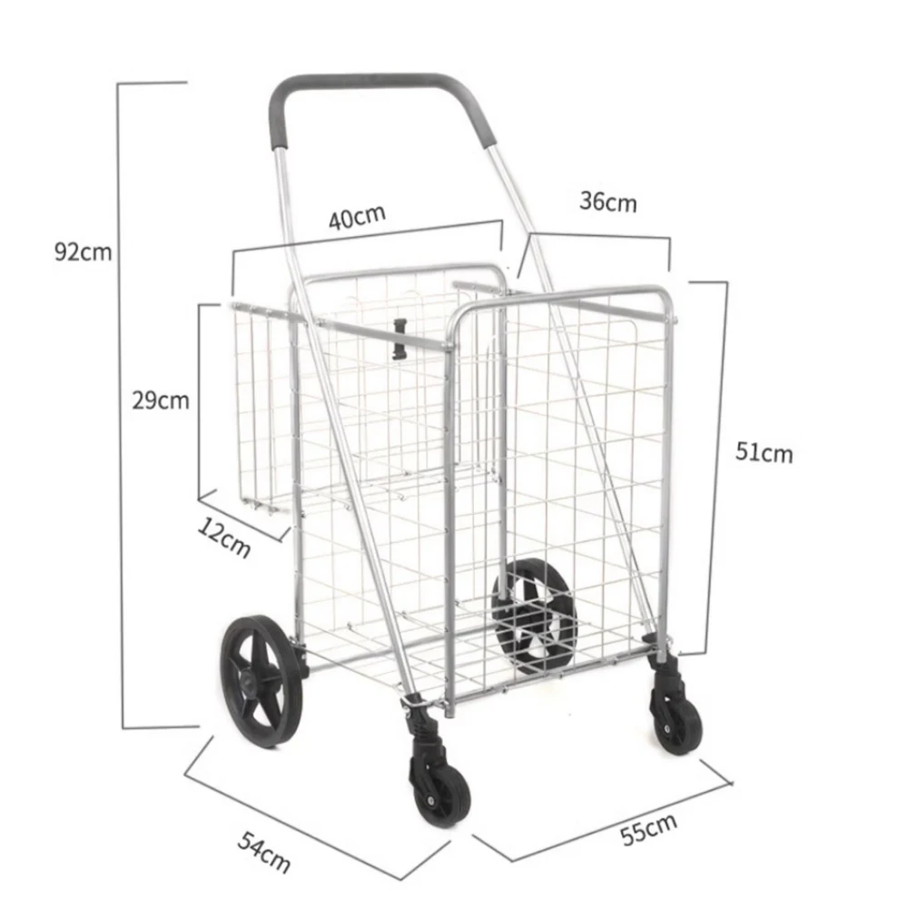 Carro de la compra plegable resistente para padres con cestas amplias - imagen 3