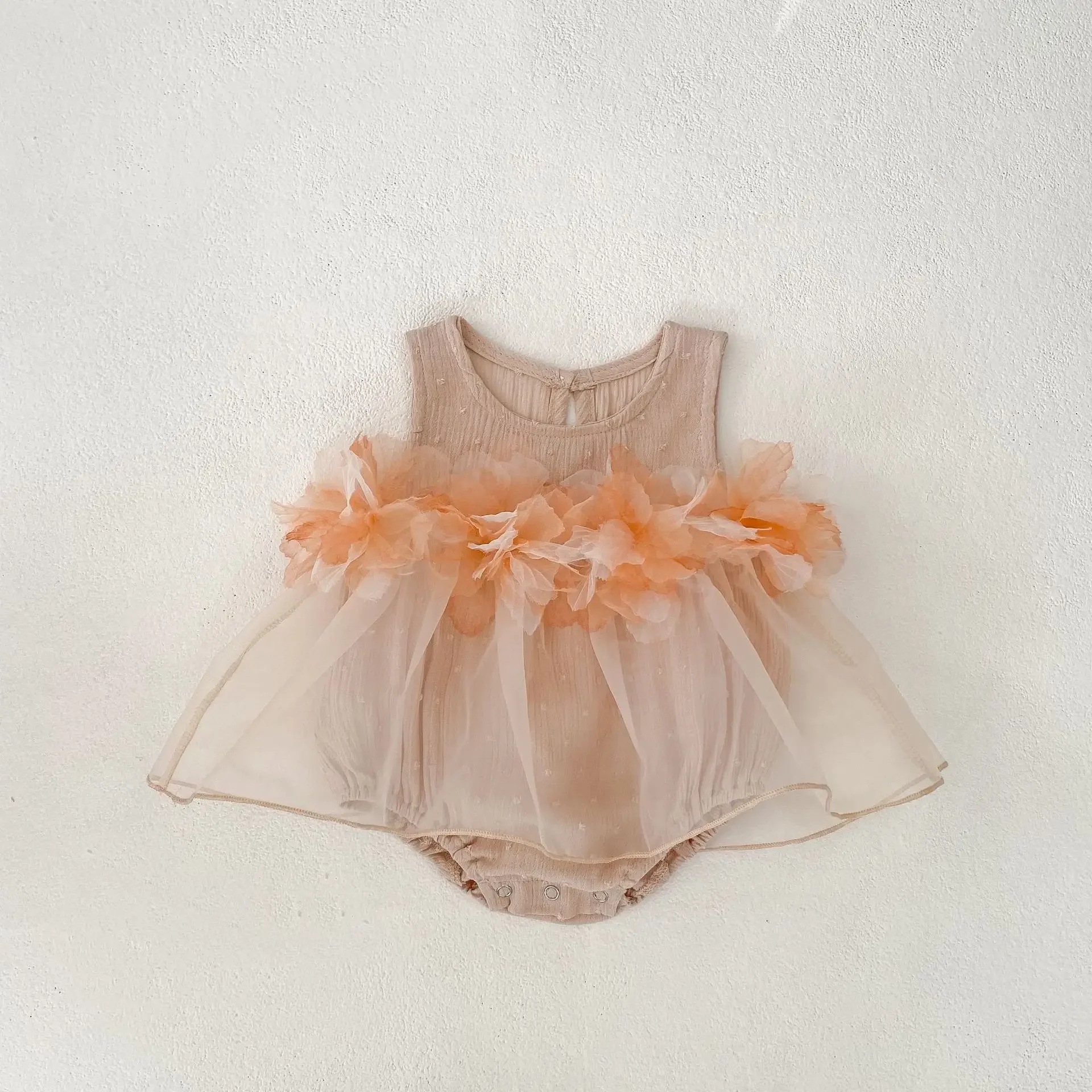Ropa para niñas de 0 a 2 años, chaleco de una pieza con flores para niñas pequeñas, ropa de cumpleaños para niñas, traje de verano - imagen 4