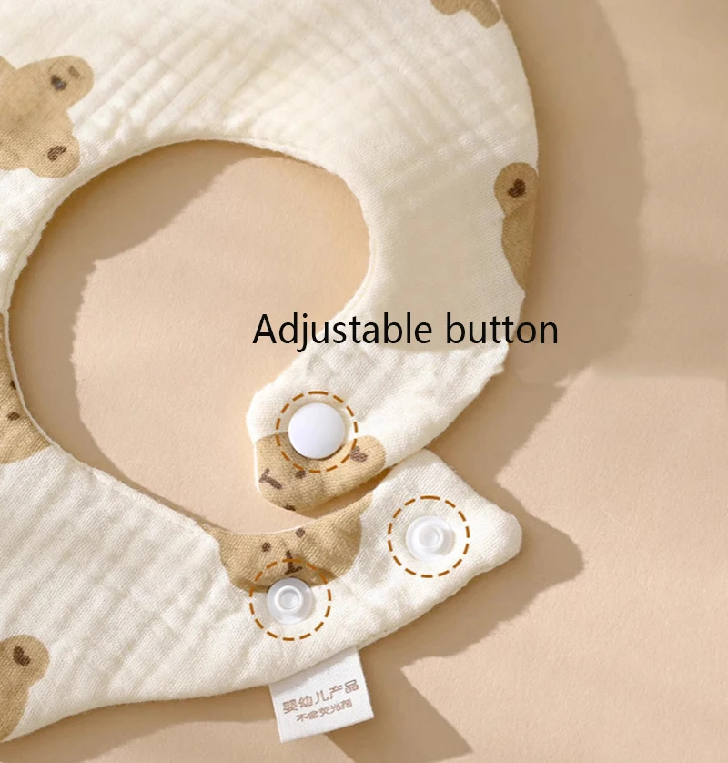 Baberos de gasa de algodón puro de 3 uds., bufanda para bebé con hebilla ajustable Parint, babero de tela para recién nacidos, niños y niñas, bufanda para Saliva - imagen 4