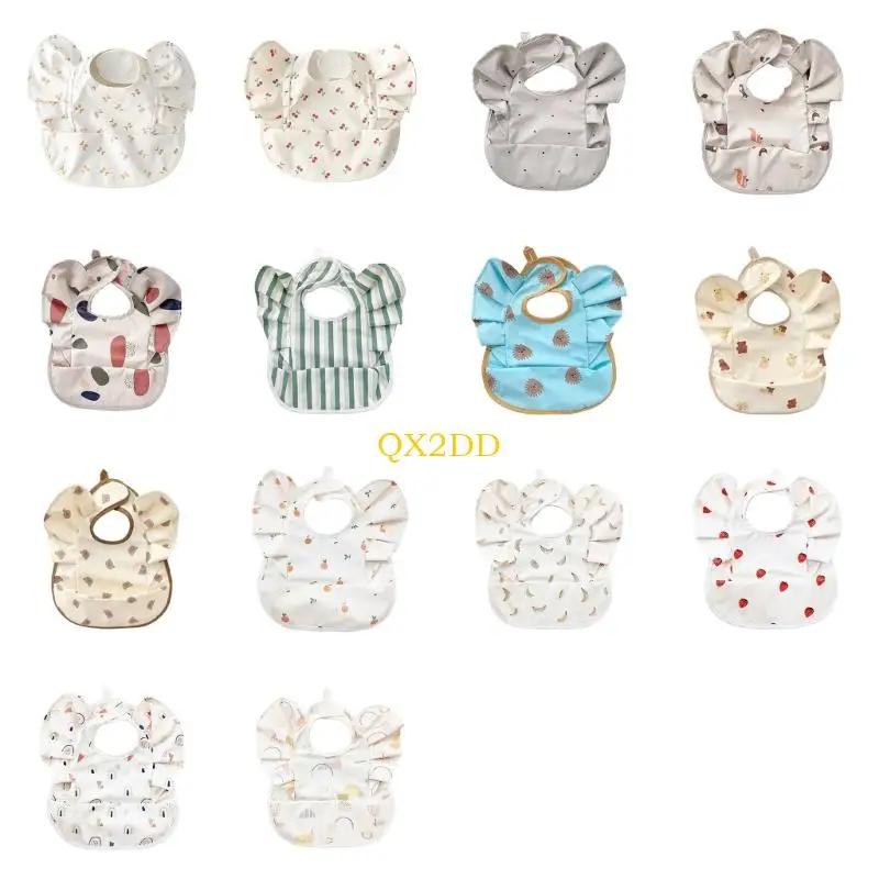 QX2D Babero alimentación protector para bebés, paño ajustable para eructar, babero para babear a prueba fugas, delantal