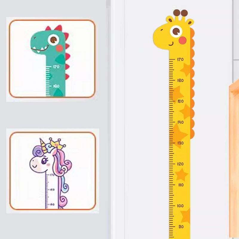 Regla de altura de animales de dibujos animados para bebé, pegatina de medida, papel tapiz de jirafa para habitación de niños, guardería, tabla de Regla de crecimiento infantil, Mural - imagen 2